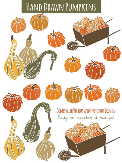 南瓜葫芦图形素材 Pumpkins & Gourds Clip Art