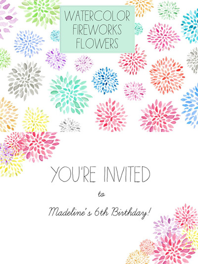 水彩火花花卉 Fireworks Flowers