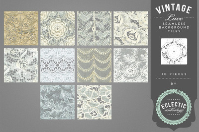 经典的蕾丝无缝图案素材 Vintage Lace Seamless Backgrounds