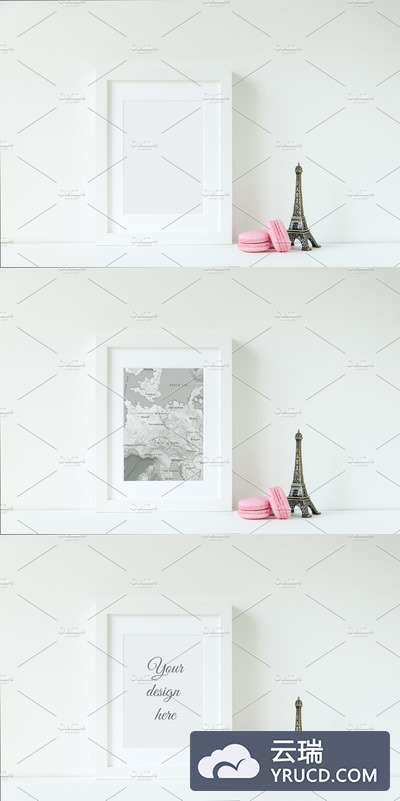 埃菲尔铁塔相框样机 Paris white frame mockup
