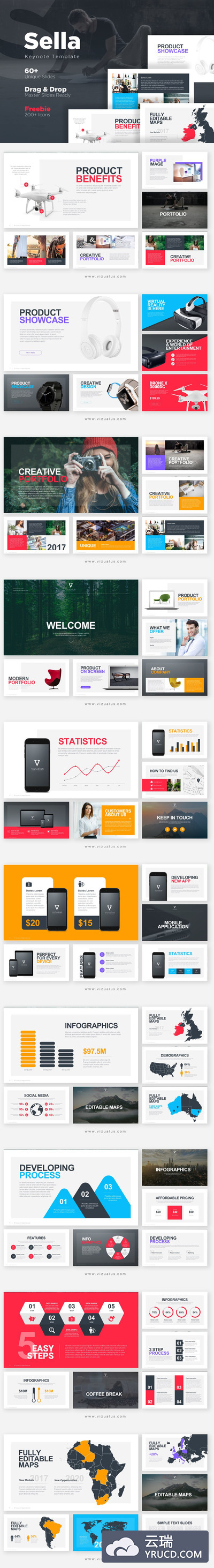 时尚多用途的简约keynote幻灯片演示模版（key）