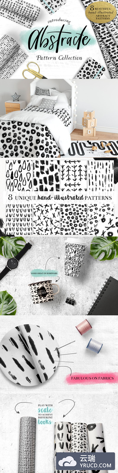 抽象黑白的背景纹理背景素材 "Abstracte" Black and White Patterns