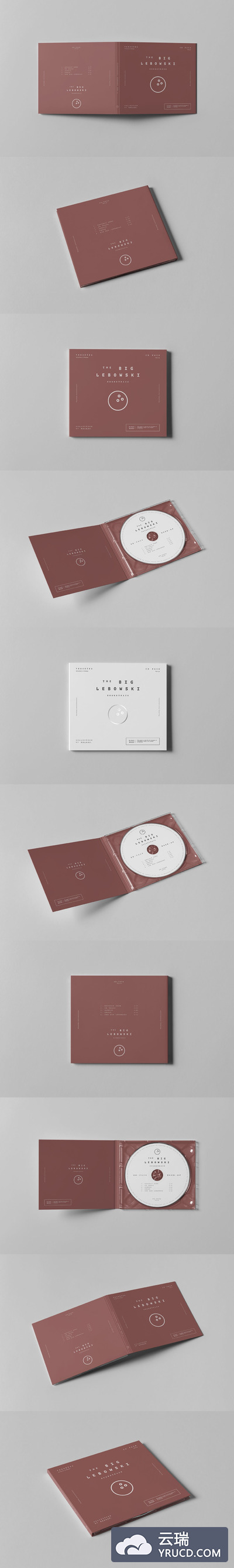 高品质的时尚CD光盘光碟包装设计VI样机展示模型mockups