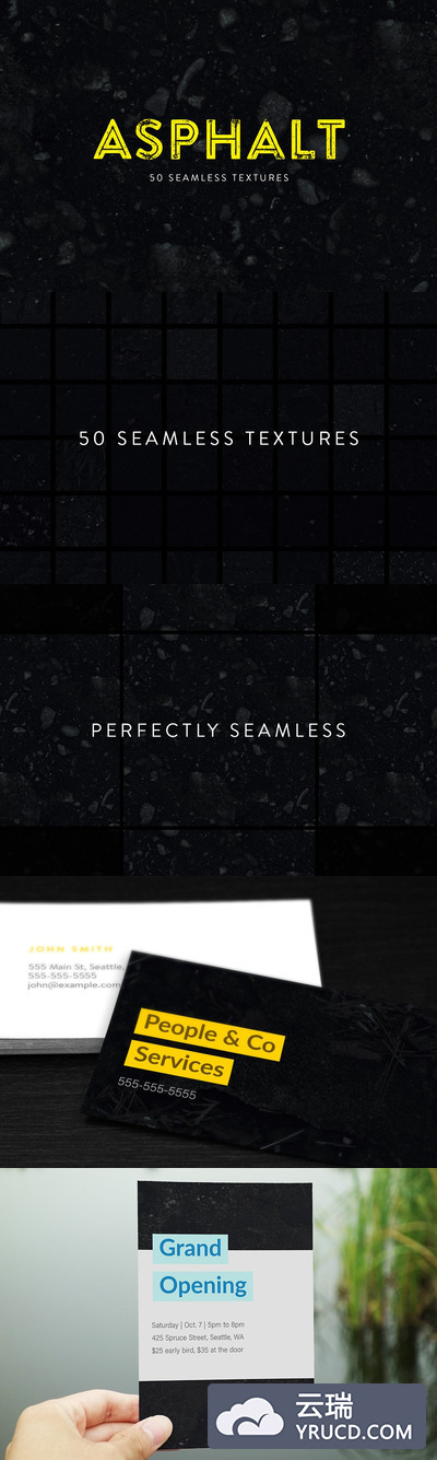 华丽的黑色沥青效果背景纹理素材 Asphalt - 50 Seamless Textures