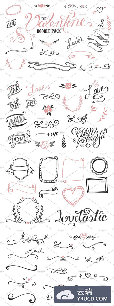 情人节涂鸦相关素材 The Valentine Doodle Pack
