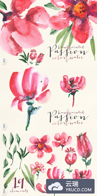 水彩画水彩红色花 Aquarelle watercolor red flowers