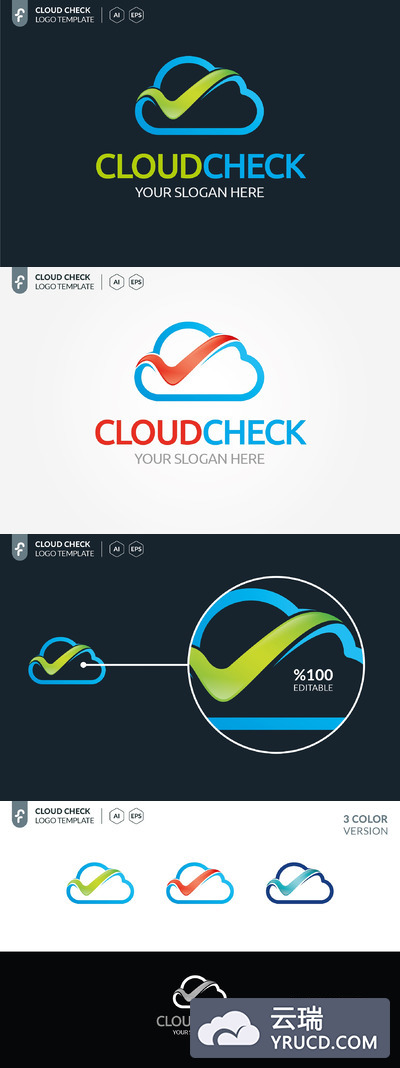 云主题的LOGO模板 Cloud Check Logo