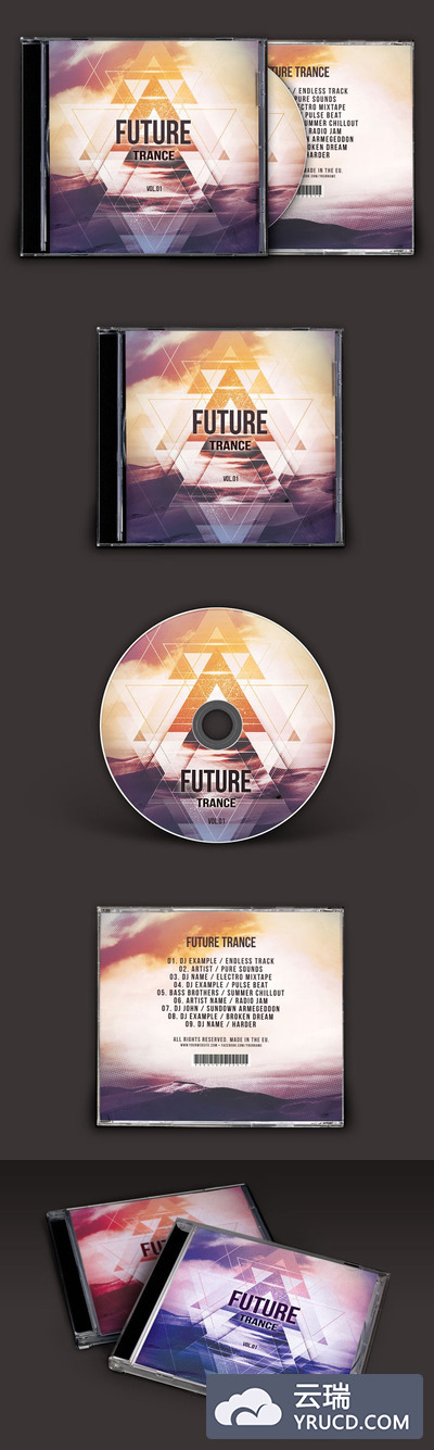 未来感觉的CD包装模板 Future Trance CD Cover Artwork