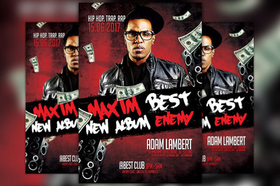 hip hop海报模板 Hip Hop Album Release Party Flyer