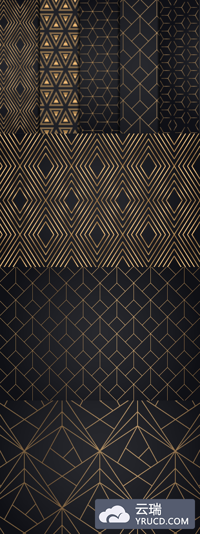 金色奢华轻奢质感的矢量房地产底纹纹理几何背景集合