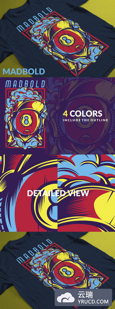 时尚个性台球桌球九球斯诺克矢量插画插图图案