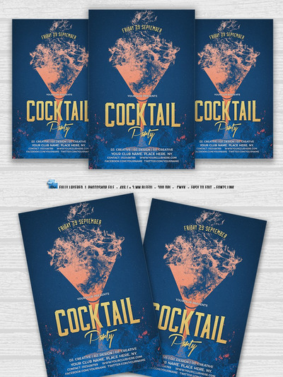 鸡尾酒会传单海报模板 Cocktail Party Flyer