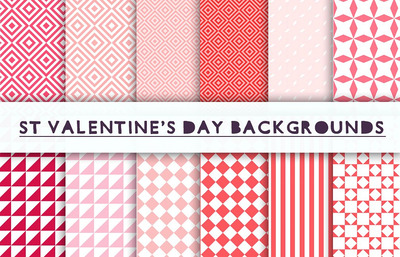 情人节几何背景纹理素材 Valentines day geometric backgrounds