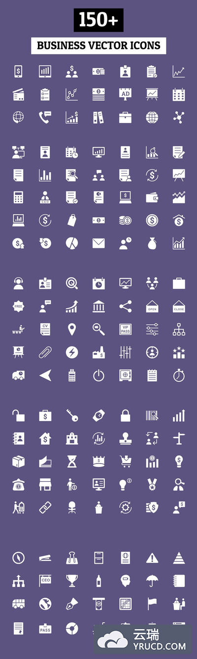 150+个商业图标 150+ Business Vector Icons