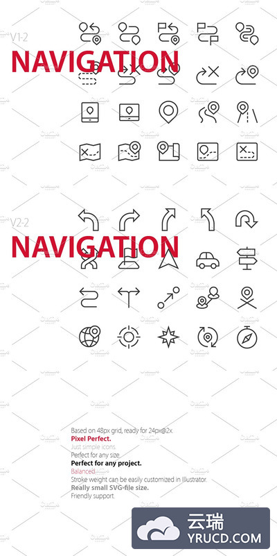 40个导航UI所需要的功能图标 40 Navigation UI icons