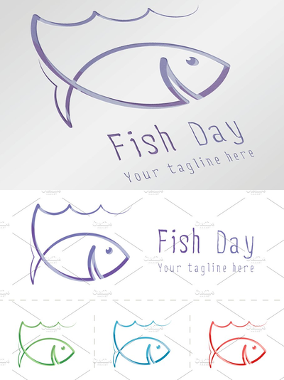 愚人节LOGO模板 Fish Day Logo