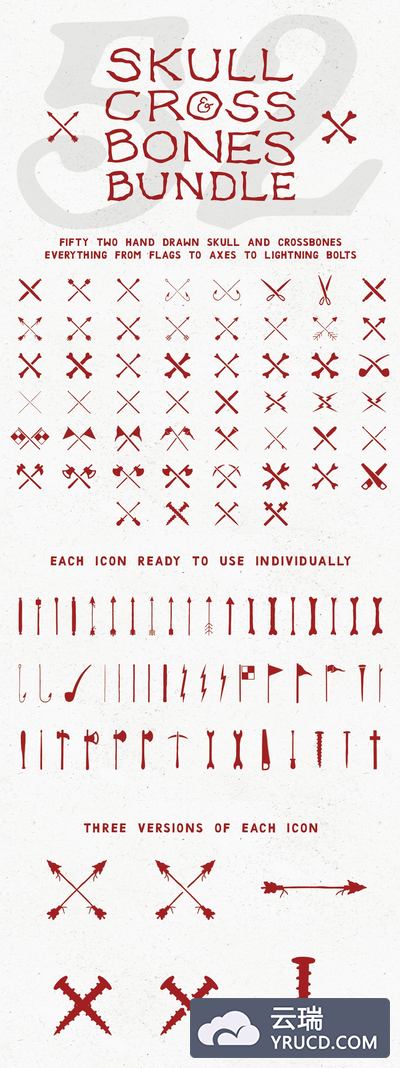 骷髅和交叉骨束图标图形 Skull and Crossbones Bundle
