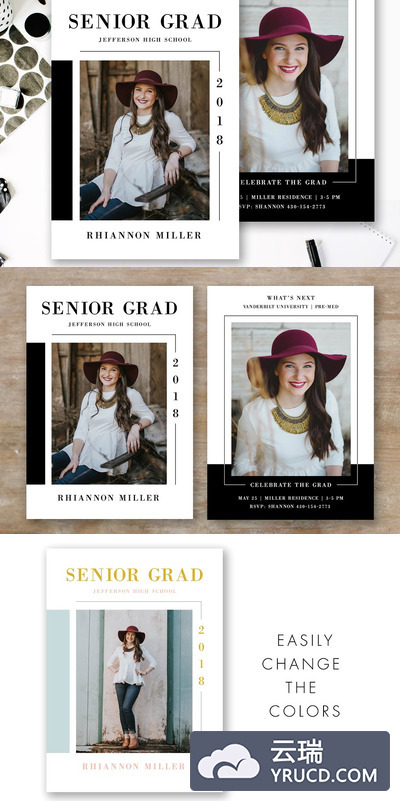 高级毕业公告模板 Senior Graduation Announcement