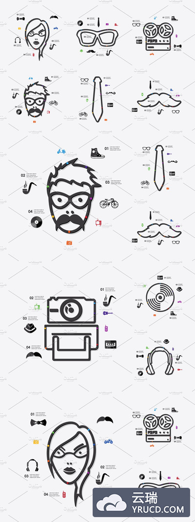 9个时髦的信息图标 9 hipster infographics