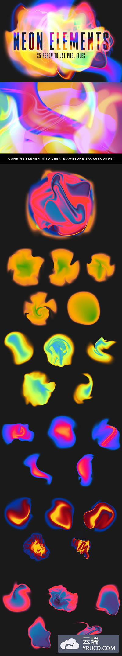25个抽象的PNG霓虹灯特效元素 25 Abstract Png Neon Elements