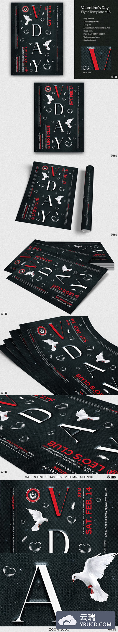 情人节海报PSD模板 Valentines Day Flyer PSD V16