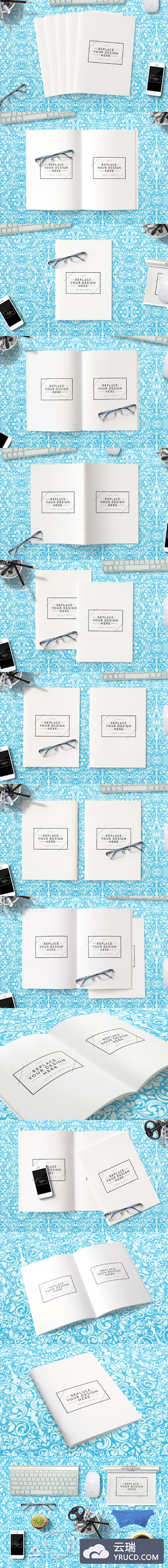 画册杂志设计展示样机 Portrait Brochure Mockups