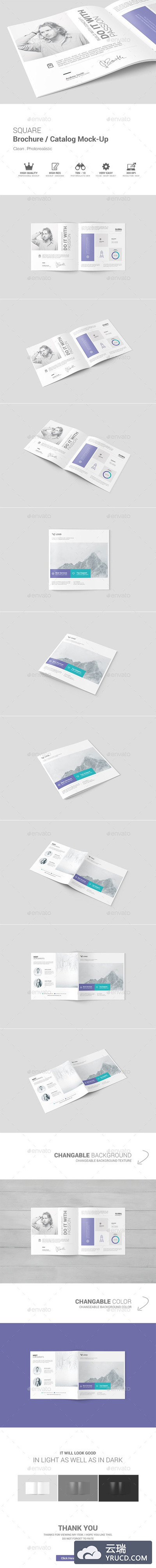 正方形小册子展示样机下载 Square Brochure Catalog Mock-Up [psd]