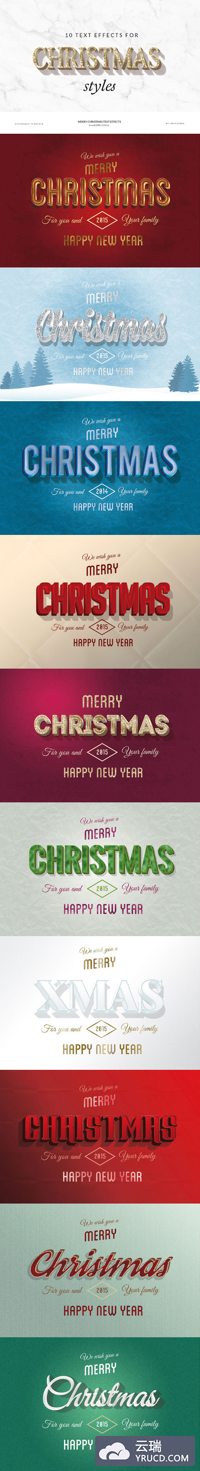 圣诞快乐的字体图层样式 Merry Christmas Text Effects