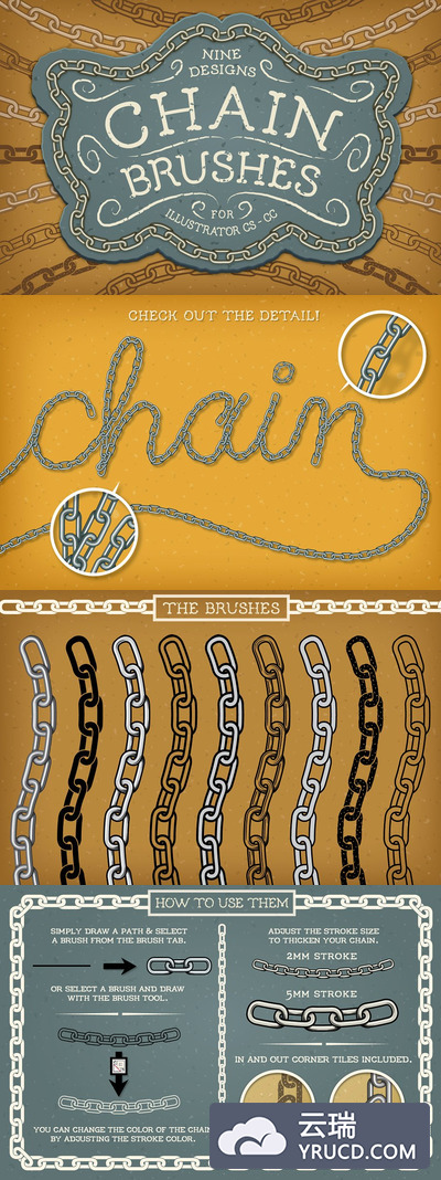 链条样式Ai笔刷 Chain Brushes