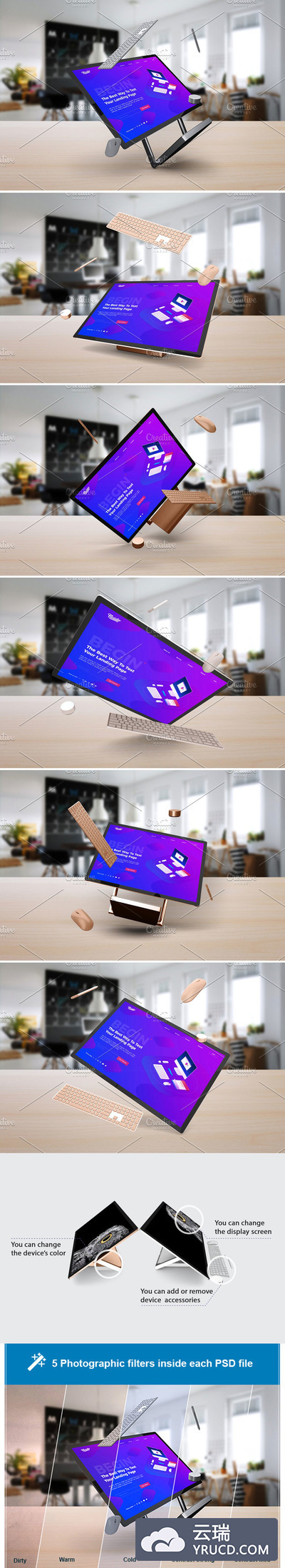 Surface Studio 创意设计展示模型样机 [PSD]