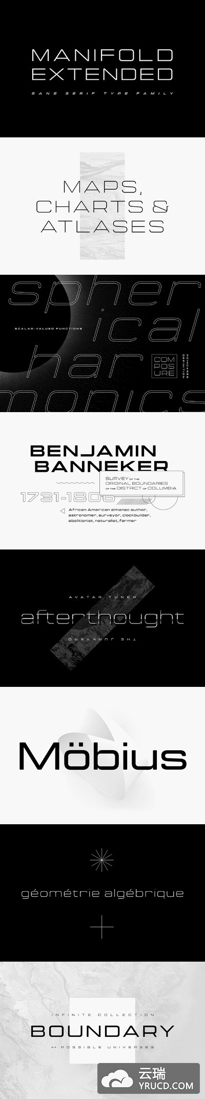 细长无衬线字体字体 Manifold Extended CF wide sans serif