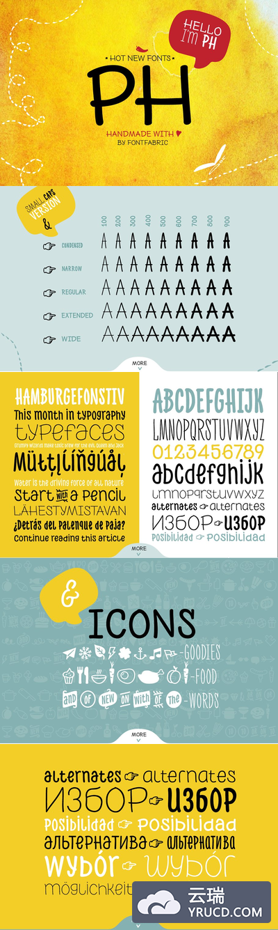 PH手绘字体包 PH - 96 Handmade Fonts