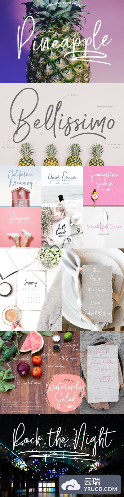 菠萝凤梨手写字体模板 Pineapple Script Font