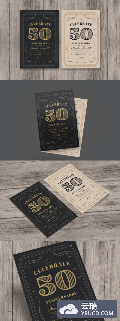 经典的周年邀请函海报 Vintage Anniversarry invitation