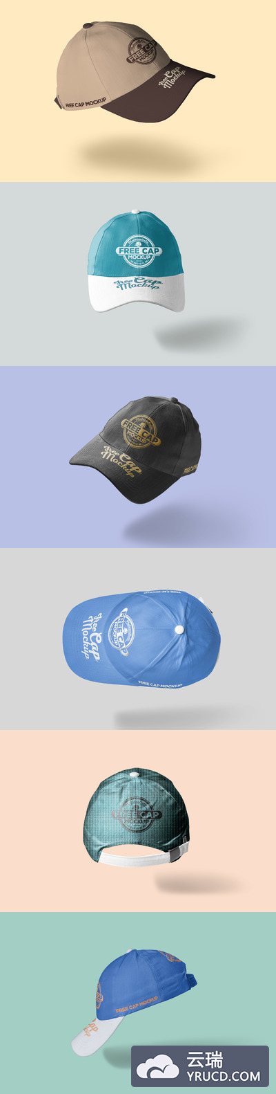 样机 | 6种不同形式棒球帽贴图