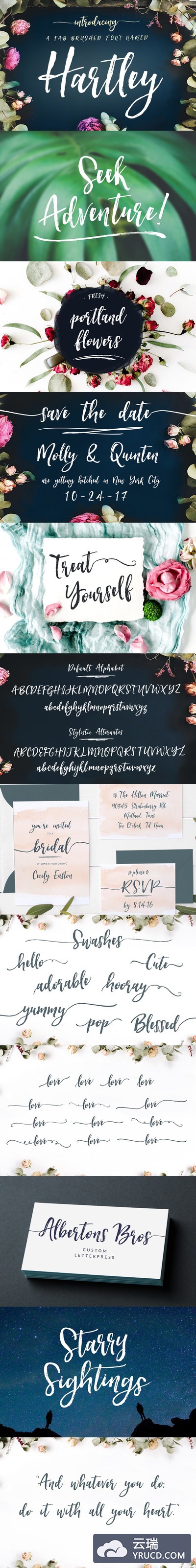 粗狂的手绘画笔字体 Hartley Rough Brush Script Font