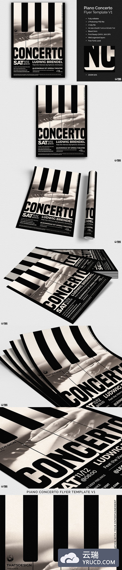 钢琴主题海报模板 Piano Concerto Flyer PSD V1