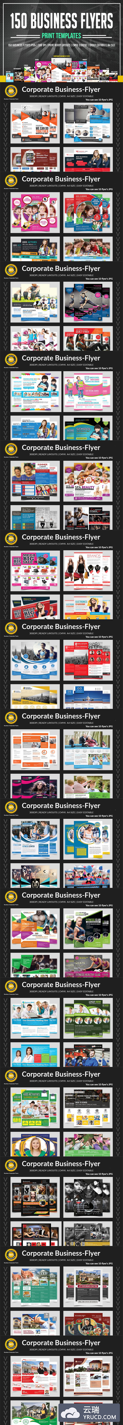 150个商业海报模板 150 Corporate Business Flyers Bundle