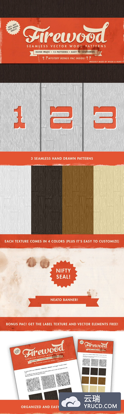 矢量的木质纹理素材 Vector Wood Patterns Vol 1