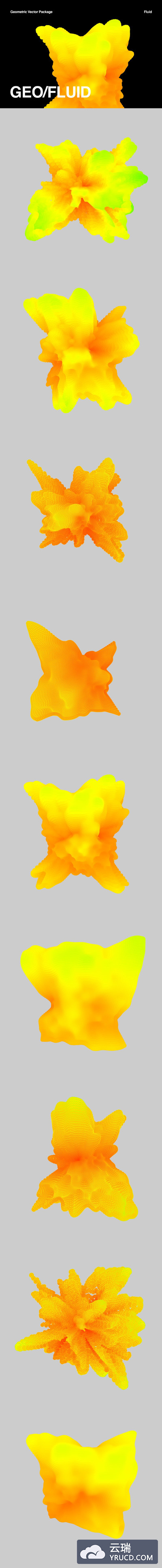 时尚抽象矢量几何3D流体集合