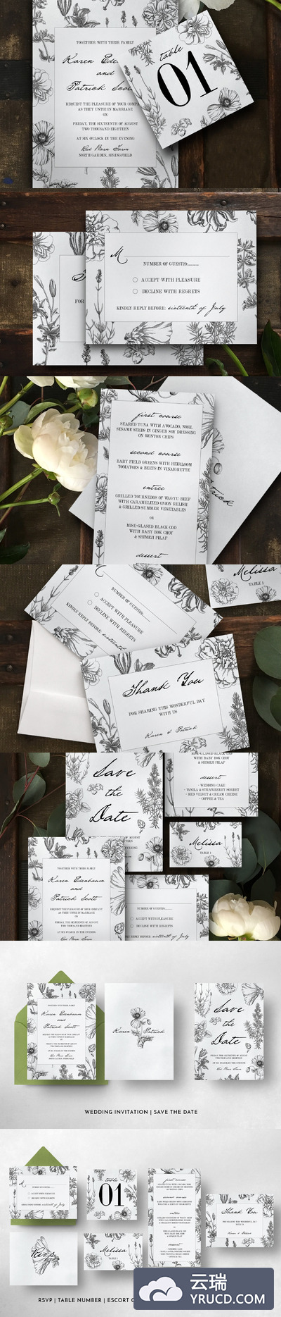 植物婚礼邀请函 Botanical Wedding Invitation Suite