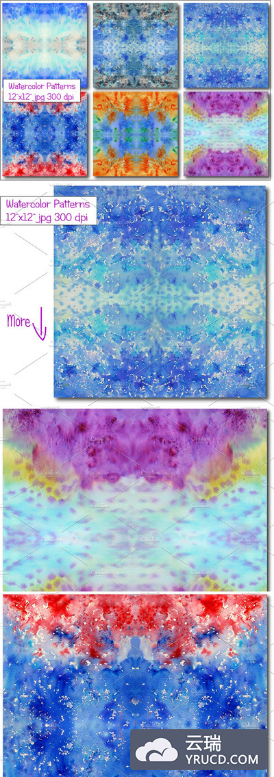 水彩背景纹理素材 Watercolor Pattern Blue Seamless