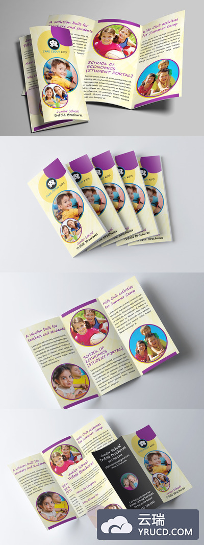小学相关介绍的三折页模板 Junior School Trifold Brochures