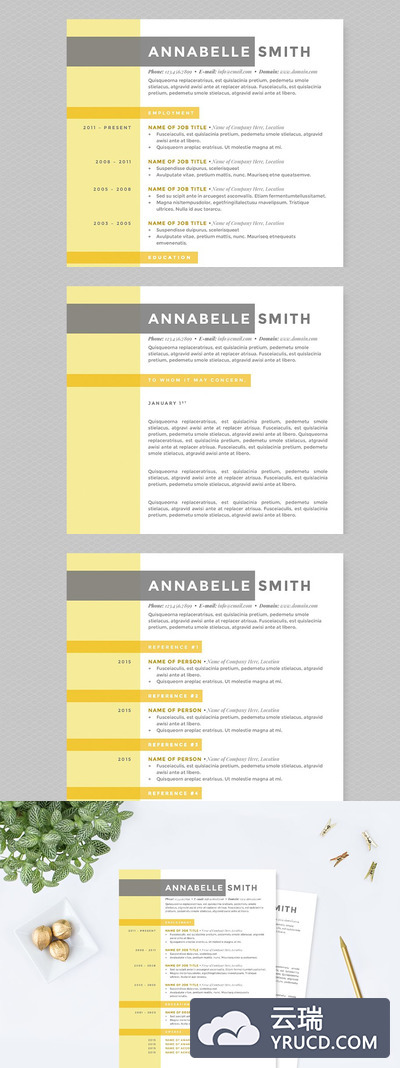 简约有创意的简历模板 Criss Cross Resume Template Pkg.