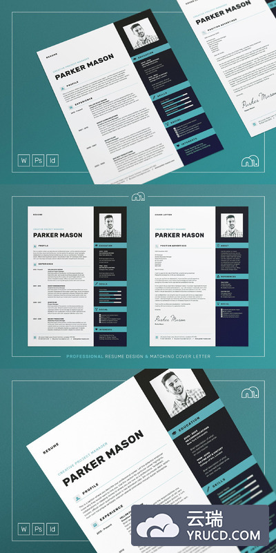 有块面感的简历模板 Parker - Resume/CV