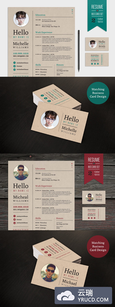 有创意的简历模板+商业名片模板 Creative Resume & Business Card Pack