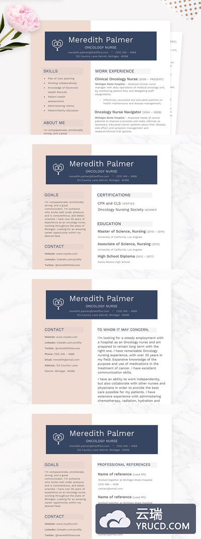 护士简历模板 Nurse Resume CV Template Pkg.