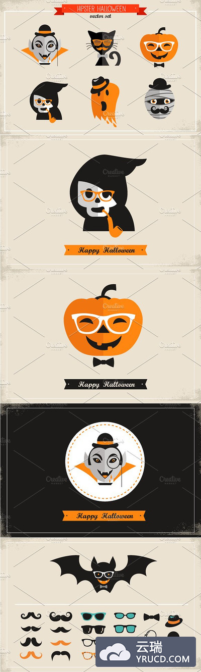 万圣节图形素材 Hipster Halloween