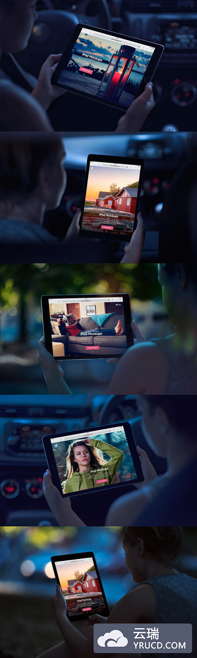 酷炫夜晚场景的iPad样机 iPad Mock-Up Set