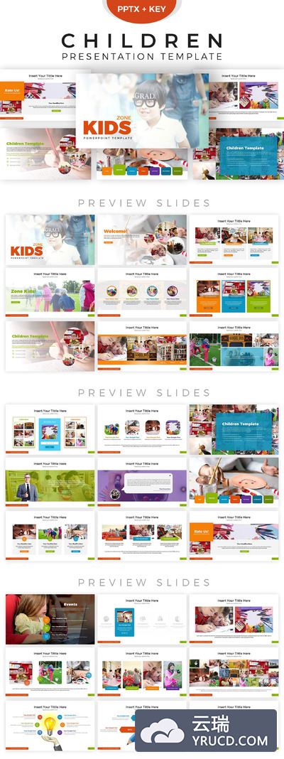 儿童项目展示的Keynote幻灯片模板下载 Children Presentation Template [key]